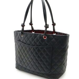 Elegant Black Quilted Tote Bag
